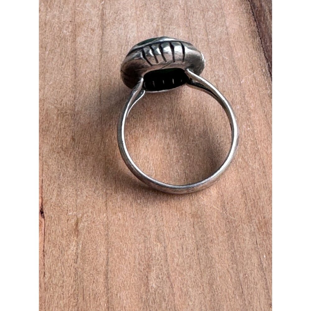 Sterling Silver Ring With Green Oval Turquoise Stone Size 7 - Picture 6 of 13